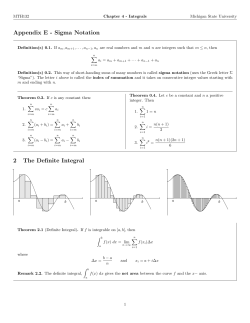 Appendix E - Sigma Notation 2 The Definite Integral
