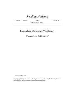 Expanding Children`s Vocabulary