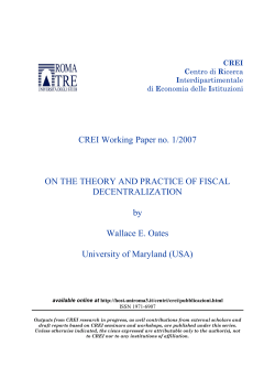 CREI Working Paper no. 1/2007 ON THE THEORY AND PRACTICE