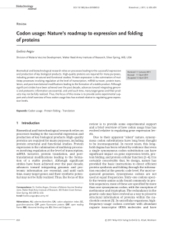 Codon usage: Nature`s roadmap to expression and