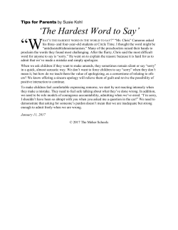 The Hardest Word to Say - Meher Schools Parent resource center