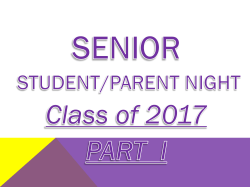 Senior Parent Night Presentation