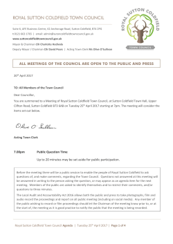 7.00pm Public Question Time Up to 20 minutes may be set aside for