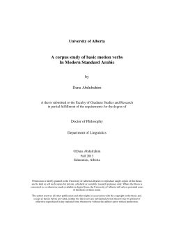A corpus study of basic motion verbs In Modern Standard Arabic