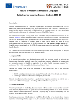 Faculty of Modern and Medieval Languages Guidelines for incoming