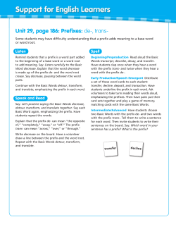 Unit 29, page 186: Prefixes: de-, trans-