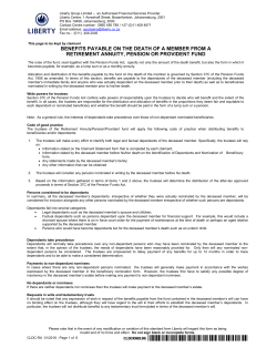 benefits payable on the death of a member from a