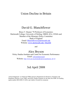 Union Decline in Britain David G. Blanchflower Alex Bryson 3rd April