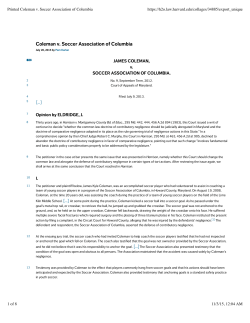 Printed Coleman v. Soccer Association of Columbia