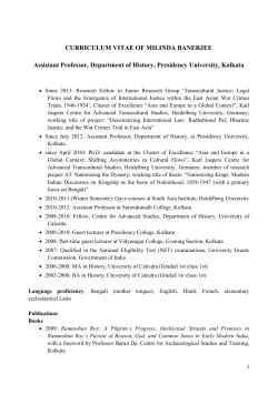 CURRICULUM VITAE OF MILINDA BANERJEE Assistant Professor
