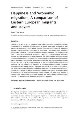 Happiness and `economic migration`: A comparison of Eastern