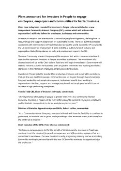 Plans announced for Investors in People to engage employees