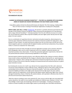 Element Six`s Diamond PureOptics product is a 2016 Prism Award