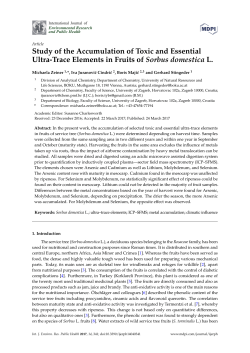 Study of the Accumulation of Toxic and Essential Ultra-Trace