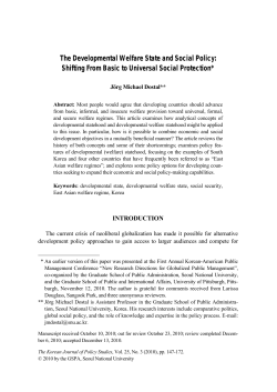 The Developmental Welfare State and Social Policy - S