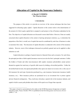 Allocation of Capital in the Insurance Industry