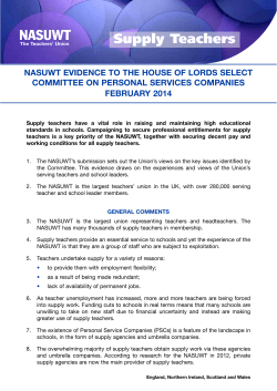 Supply Teachers - Evidence to the House of Lords