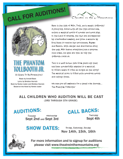 CALL FOR AUDITIONS!