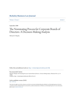 The Nominating Process for Corporate Boards of Directors: A