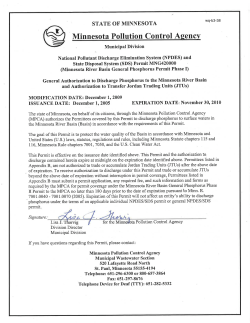 Minnesota River Basin General Phosphorus Permit Phase I