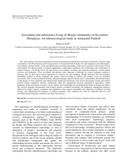 Ecoculture and subsistence living of Monpa community in the