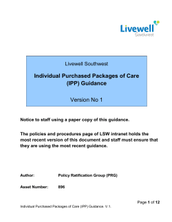 Individual Purchased Packages of Care (IPP) Guidance v1