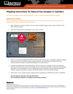 Natural gas samples in cylinders and MSDS for