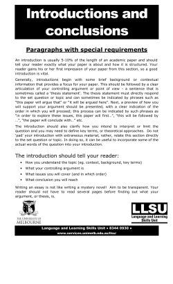 Introductions and conclusions