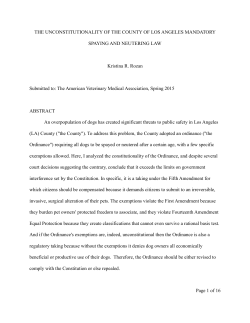 SPAYING AND NEUTERING LAW Kristina R. Rozan