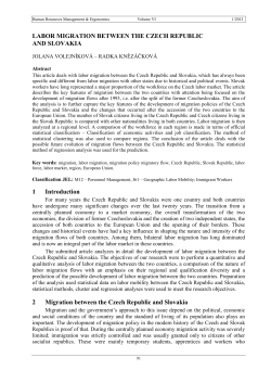 LABOR MIGRATION BETWEEN THE CZECH REPUBLIC AND