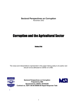 Corruption and the Agricultural Sector
