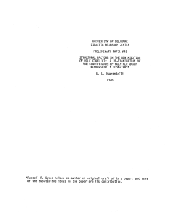 university of delaware disaster research center preliminary paper