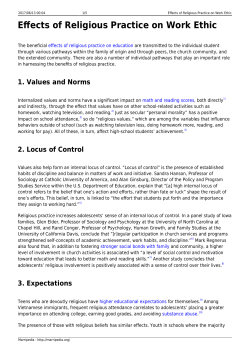 Effects of Religious Practice on Work Ethic