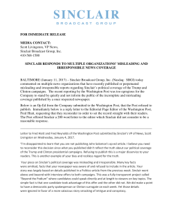 SBG Responds to Post - Sinclair Broadcast Group