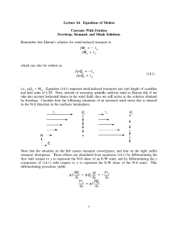 Lecture 14. Equations of Motion Currents With Friction Sverdrup