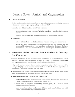 Lecture Notes - Agricultural Organization