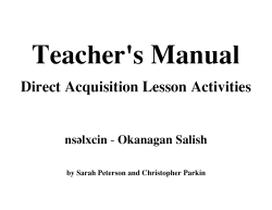 Direct Acquisition Teacher`s Manual