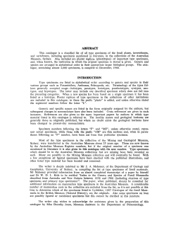 Catalogue of Type Specimens of Fossils in the Australian Museum