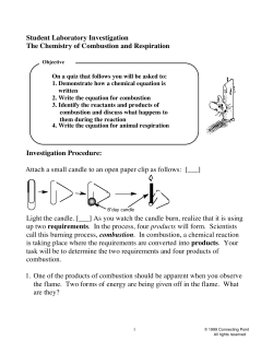 Student Laboratory Investigation The Chemistry of Combustion and