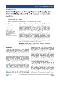 Anaerobic Digestion of Pulping Wastewater Using Up