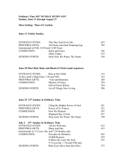 Ordinary Time I 2006 SUNDAY HYMN LIST