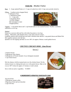 FISH PIE (Heather Clarke) CHUTNEY CHICKEN DISH (Jane Byrne