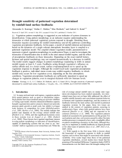 Drought sensitivity of patterned vegetation determined by rainfall