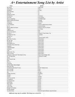 A+ Entertainment Song List by Artist