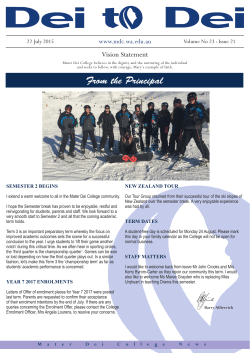 From the Principal - Mater Dei College