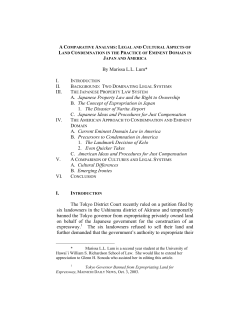 By Marissa L.L. Lum* I. II. A. Japanese Property Law and the Right to