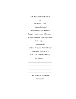 THE PERILS OF PLURALISM By STUART WEXLER A thesis