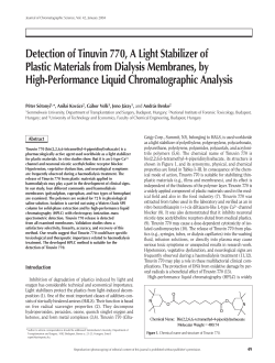 Detection of Tinuvin 770, A Light Stabilizer of Plastic Materials from