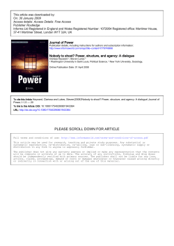 Nobody to shoot? Power, structure, and agency: A dialogue