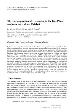 The Decomposition of Hydrazine in the Gas Phase and